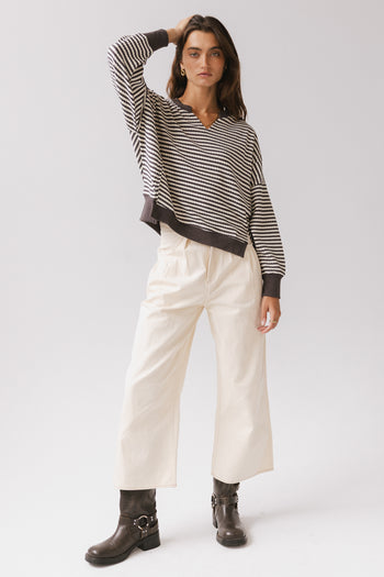 Cropped Wide Leg Pants in Ivory