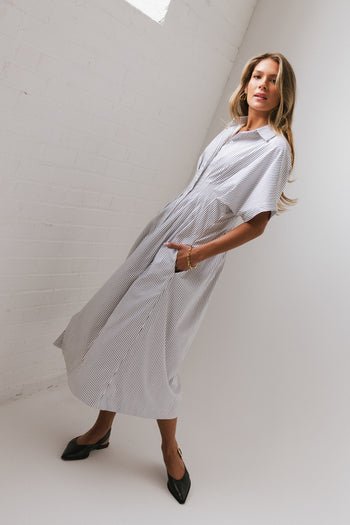 Collins Striped Maxi Dress in White