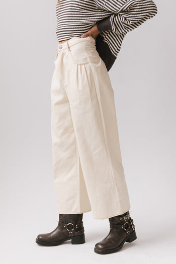 THREE PLEATS ON THE EDGE OF PANTS