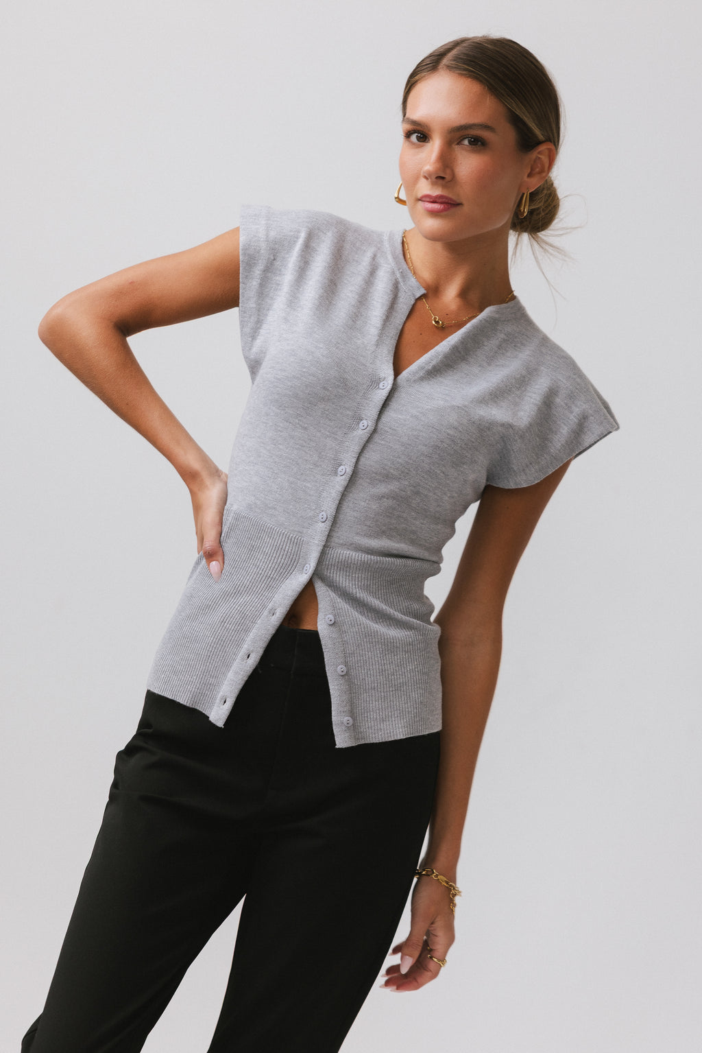 Knit Top in Heather Grey