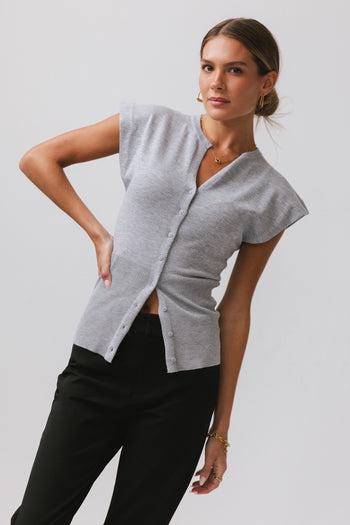 Knit Top in Heather Grey