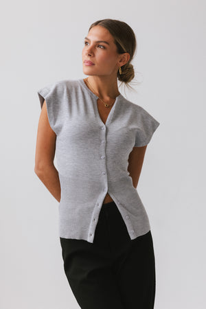 Marco Knit Top in Heather Grey