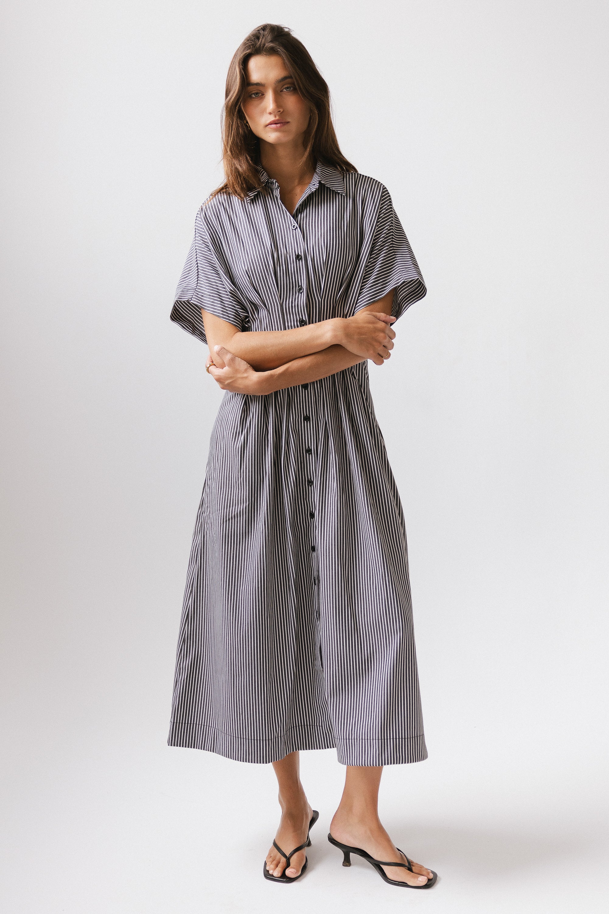 Collins Striped Maxi Dress in Grey Collins Striped Maxi Dress in Grey