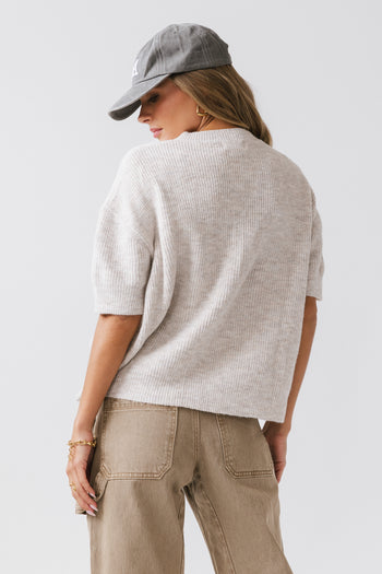 short sleeve grey cardigan