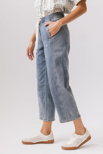 Khai Cropped Pants in Denim - FINAL SALE