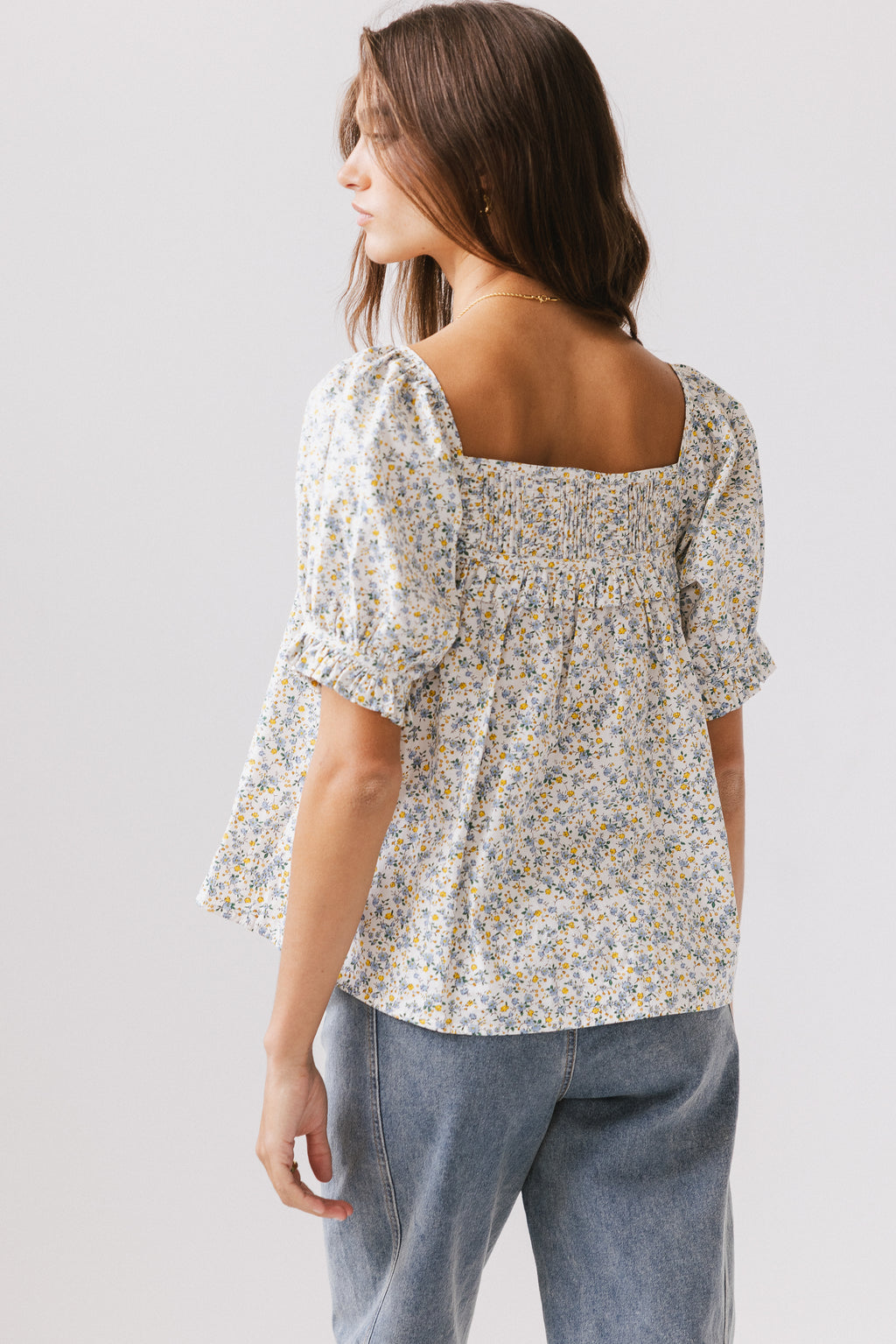 Tiffany Floral Blouse in Blue - FINAL SALE