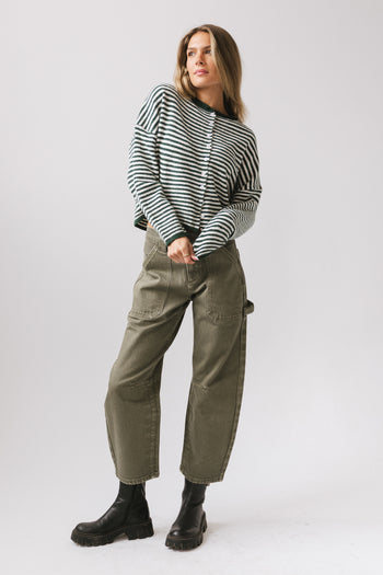 Miriam Striped Cardigan Forest