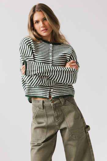 Miriam Striped Cardigan Forest