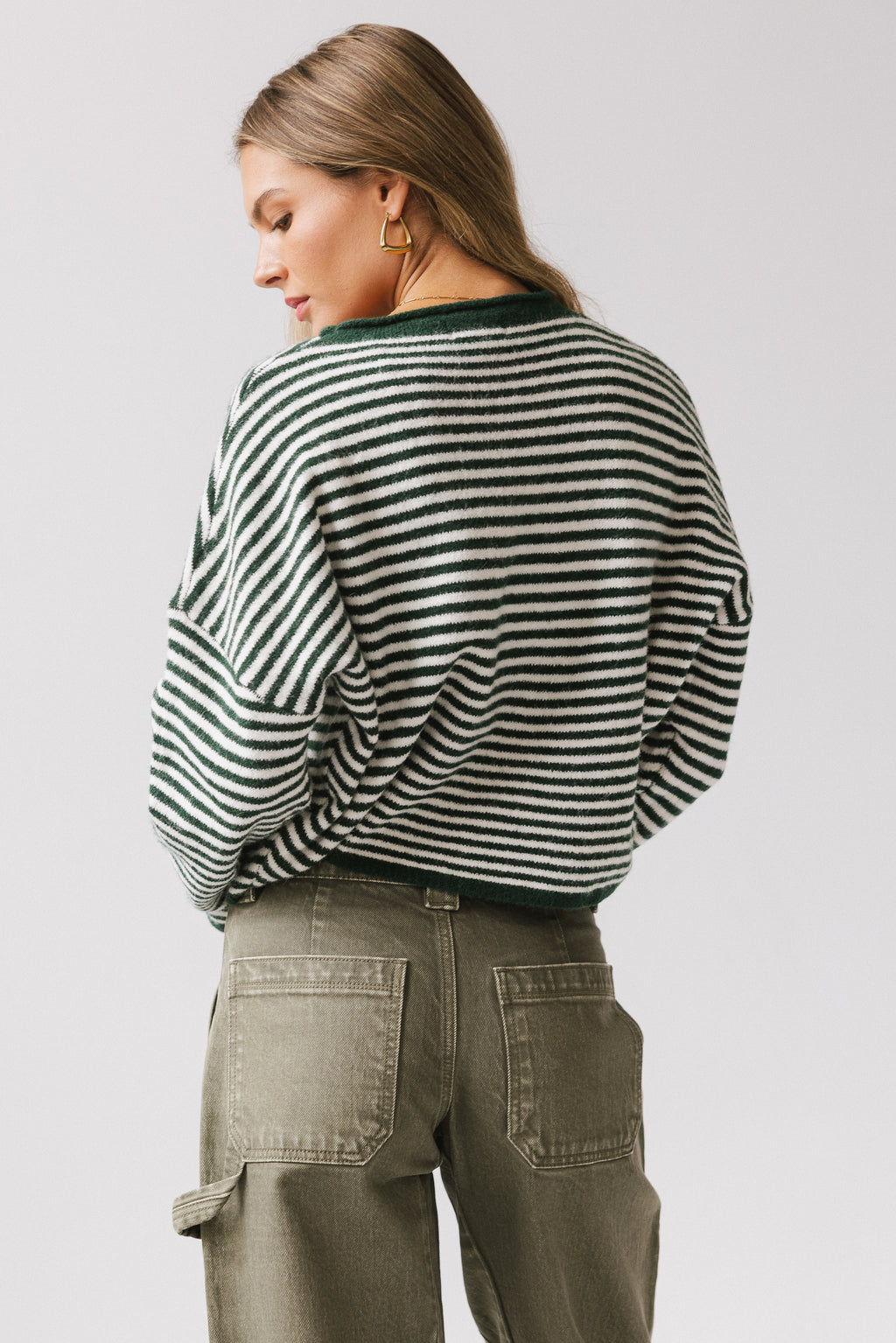 Miriam Striped Cardigan Forest