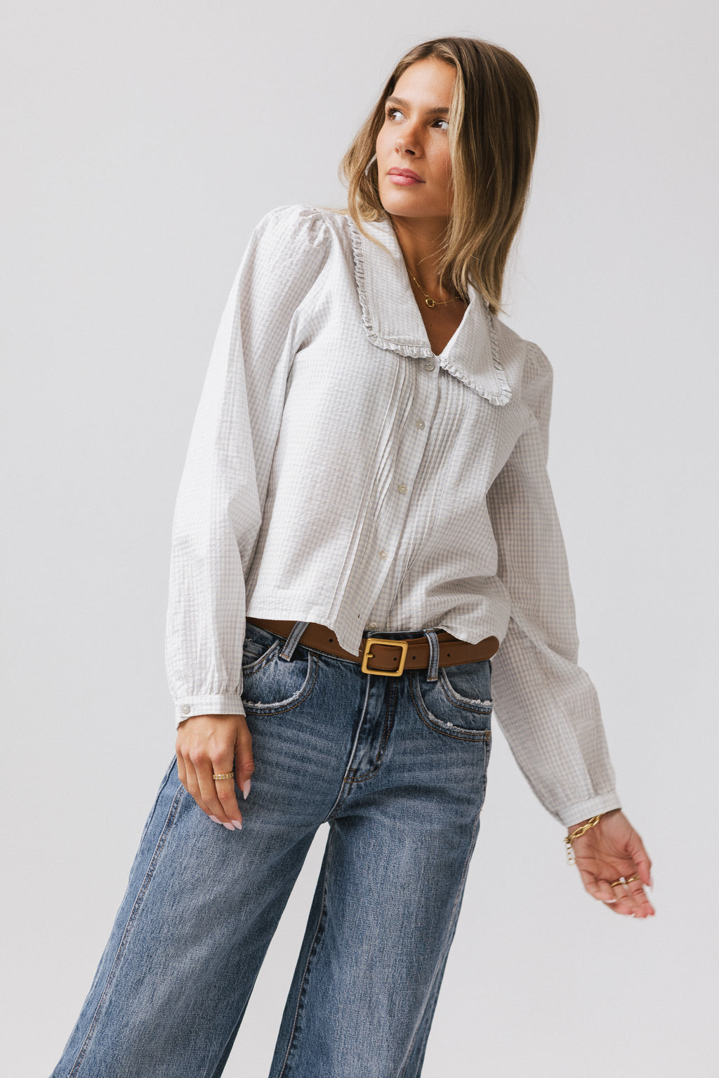 Plaid Button Up Blouse