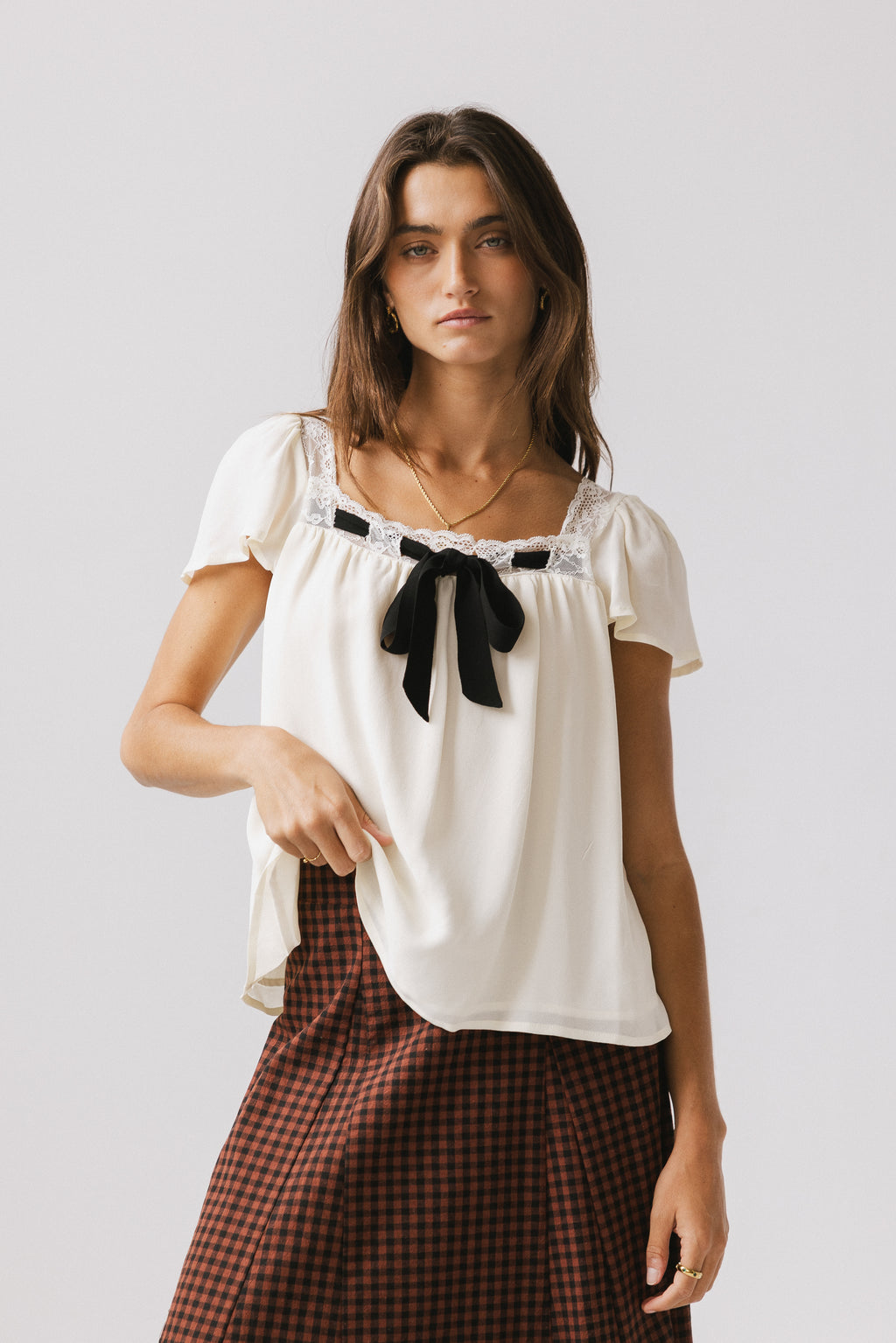Cohen Bow Blouse in Off White - FINAL SALE
