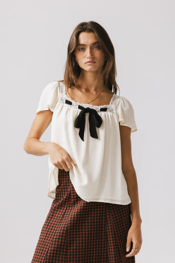Cohen Bow Blouse in Off White - FINAL SALE