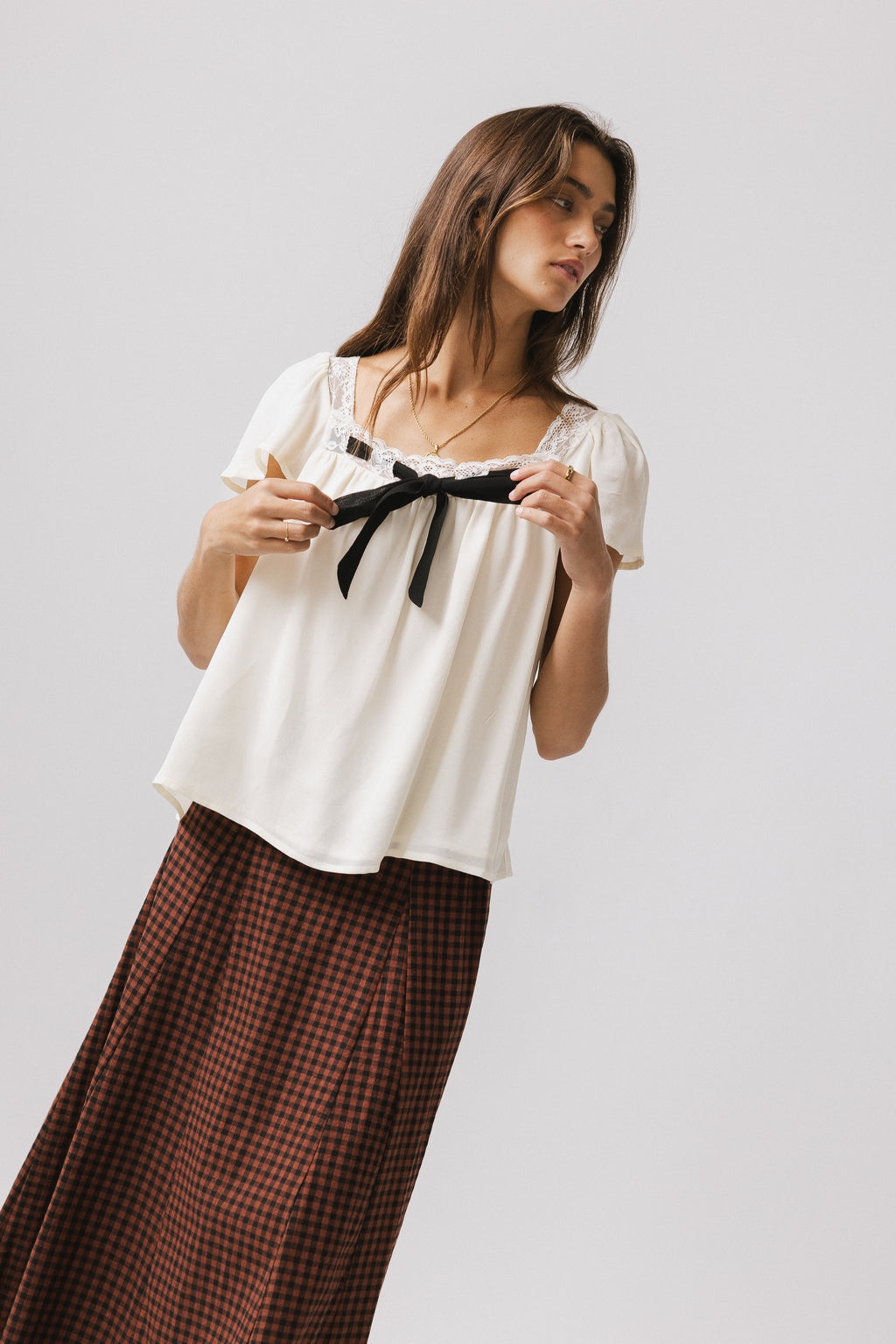 Cohen Bow Blouse in Off White - FINAL SALE