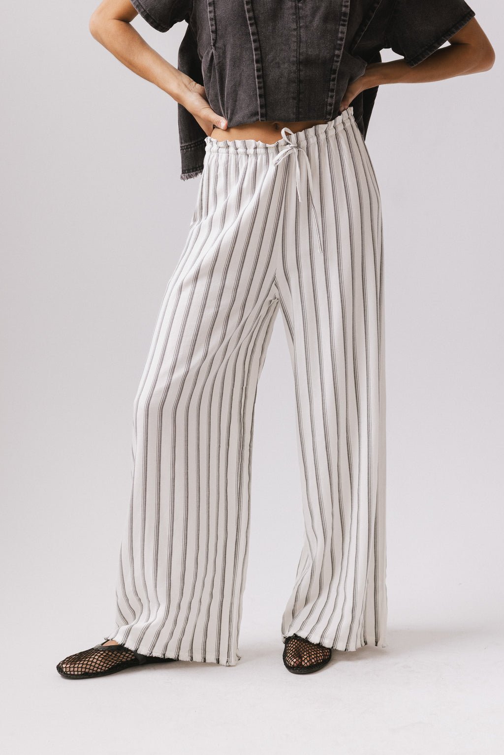 Striped Pants in White