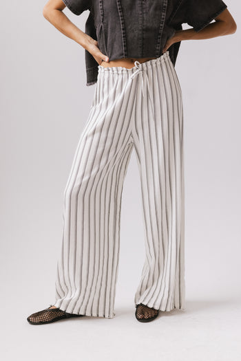 Striped Pants in White