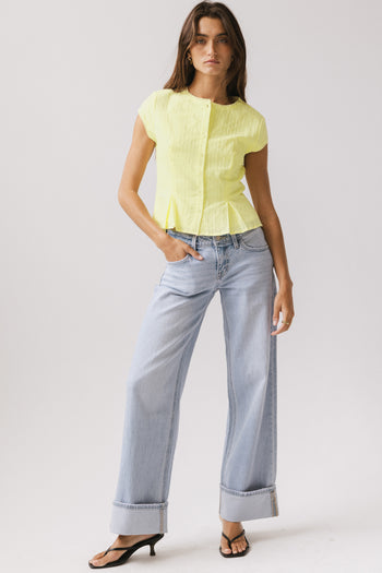 Rumi Button Front Blouse in Yellow - FINAL SALE
