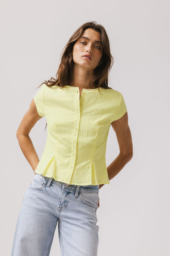 Rumi Button Front Blouse in Yellow - FINAL SALE