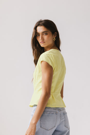 Rumi Button Front Blouse in Yellow - FINAL SALE