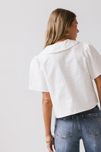 Ethan Tie Front Blouse in White