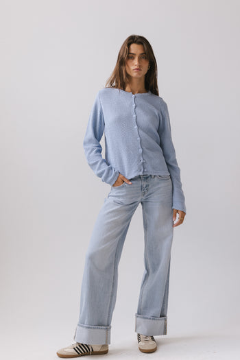 Azuline Knit Cardigan in Powder Blue