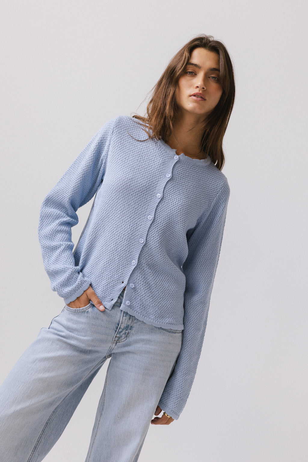 Azuline Knit Cardigan in Powder Blue