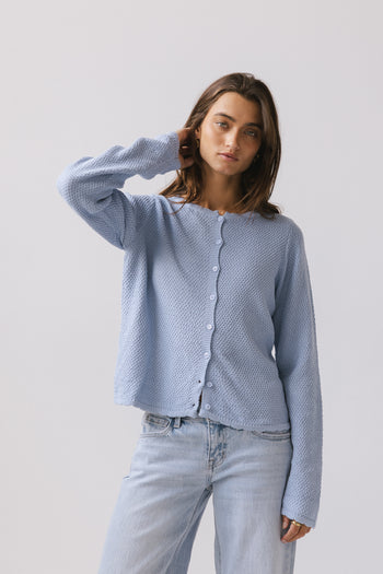  Knit Cardigan in Powder Blue