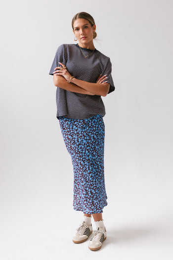 bright blue floral print