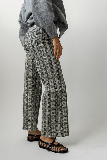 Snake Print Pants with raw hem 
