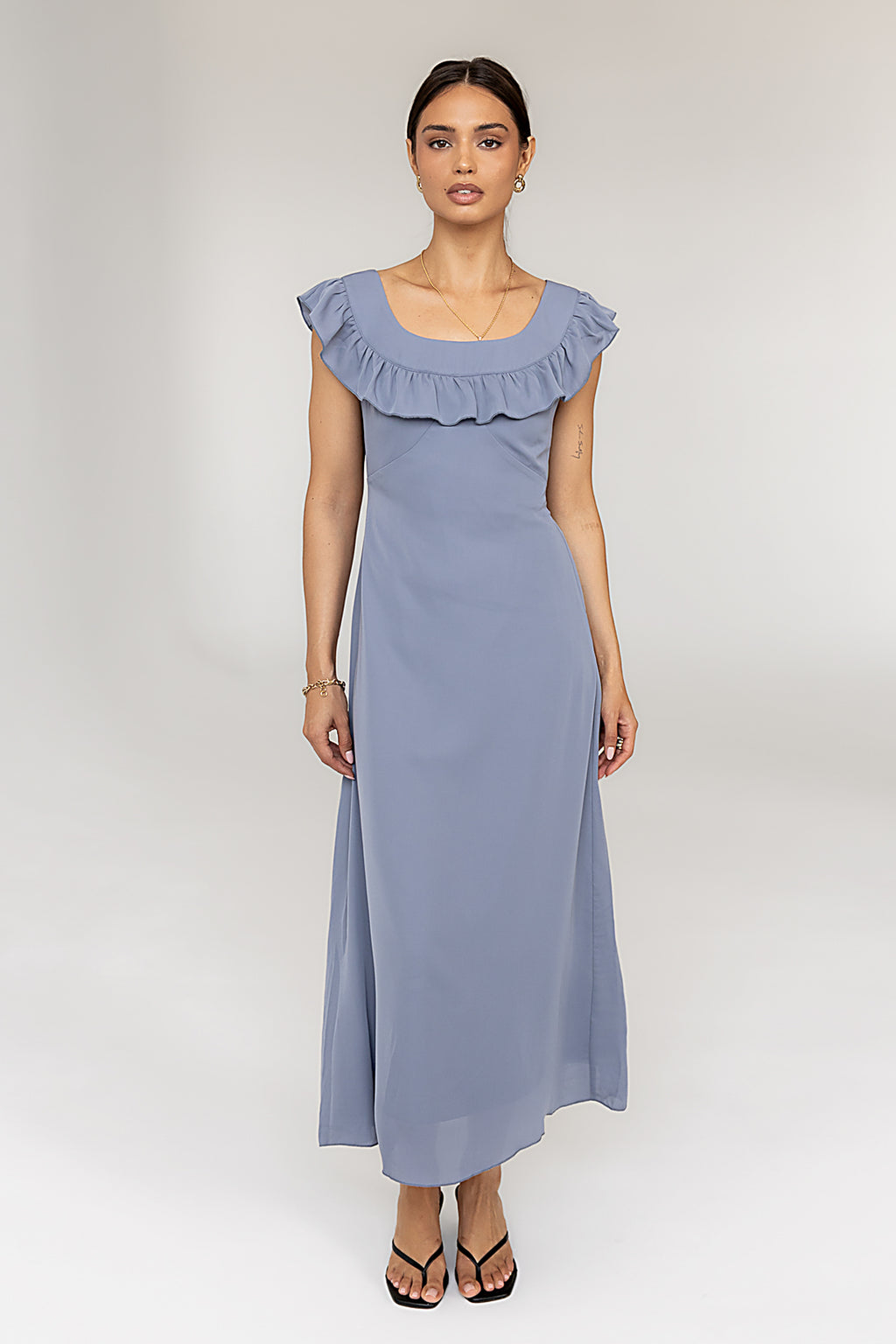 Ruffle Maxi Dress in Blue