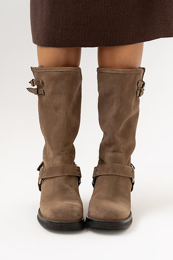  Moto Boot in Taupe Suede