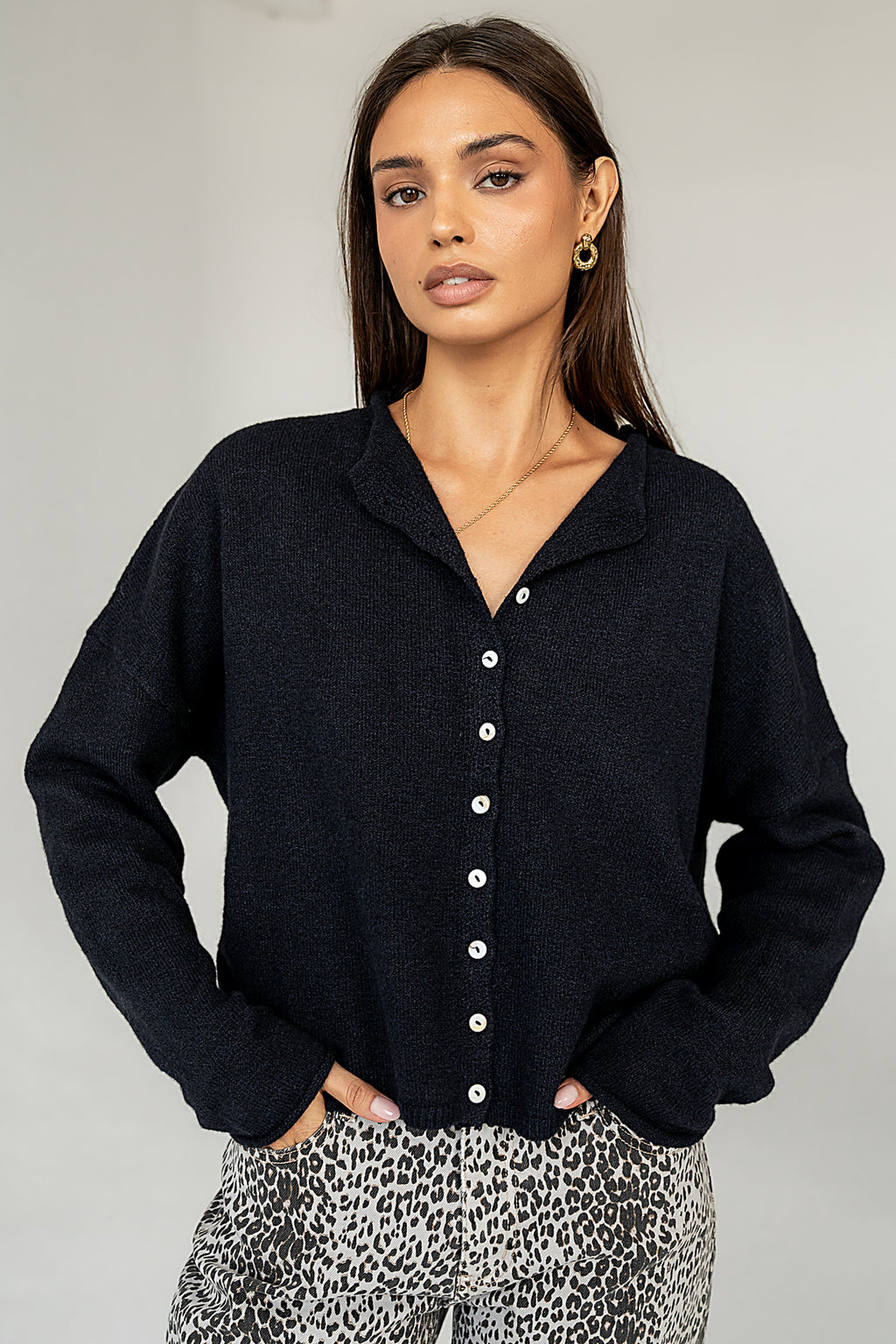 lonng sleeve button front cardigan