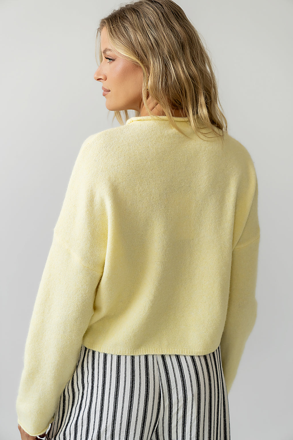 knit sweater cardigan in butter yellow