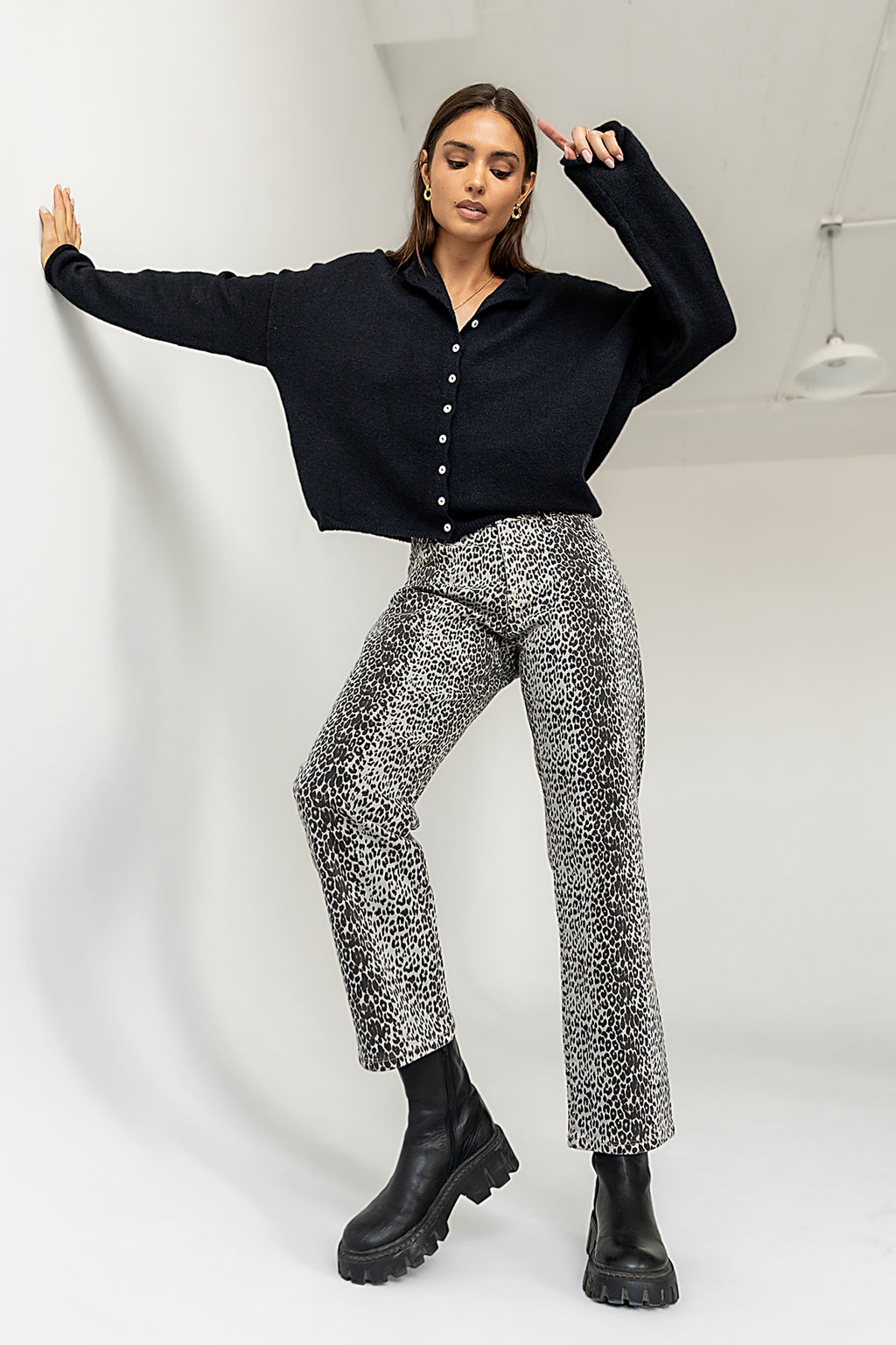 navy long sleeve cardigan