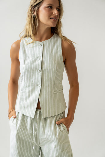 Rosa Striped Vest in Green