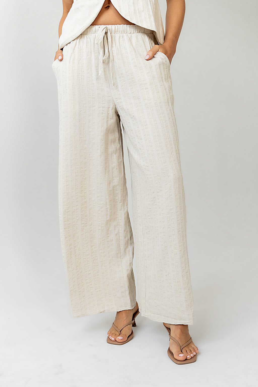Striped  Pants in Natural