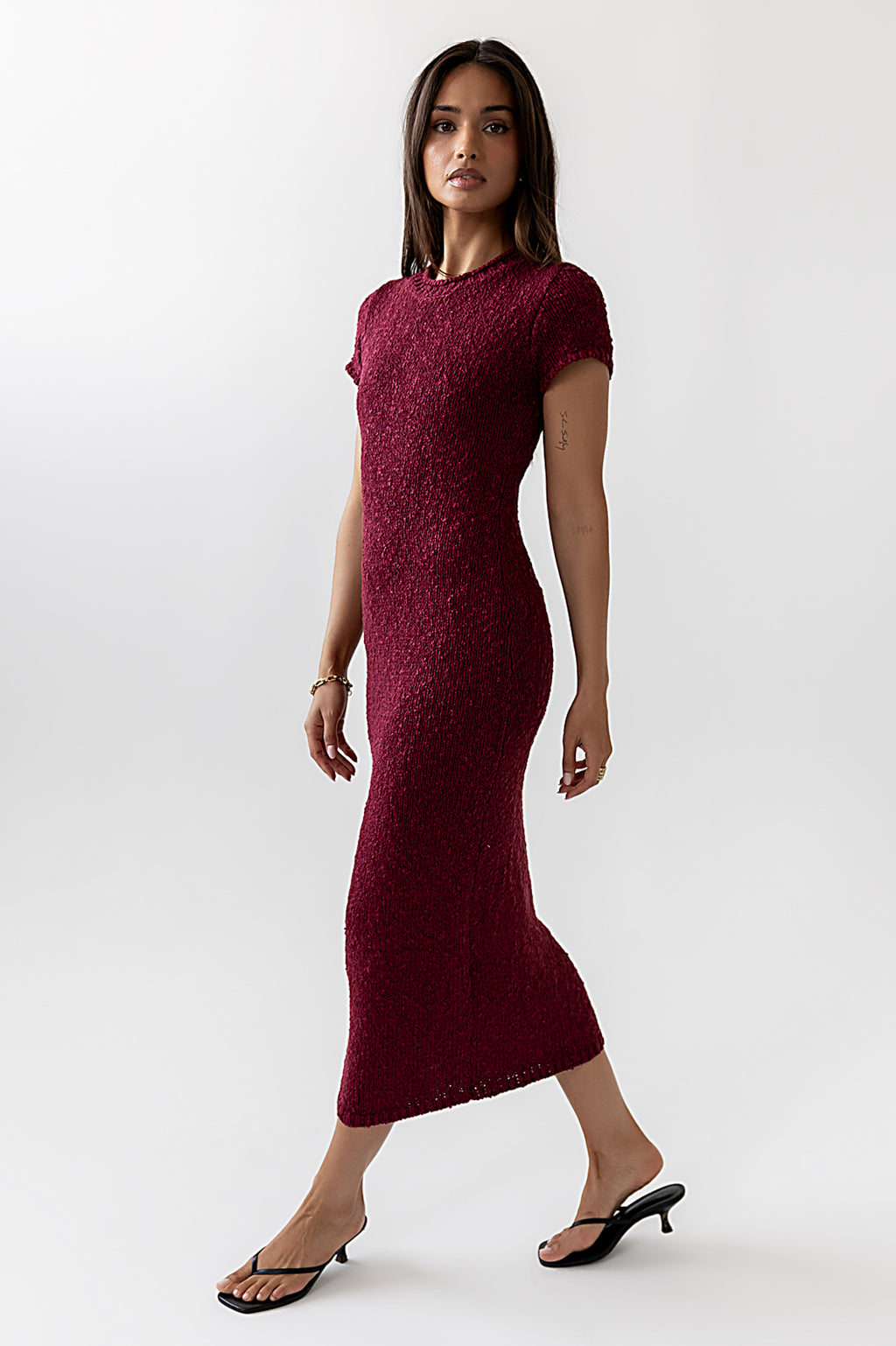 SHORT SLEEVE KNIT DRESS