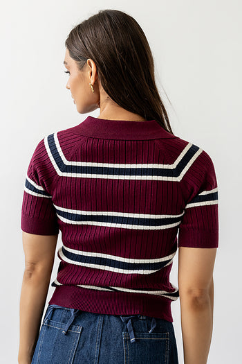 striped short sleeve top with stripe