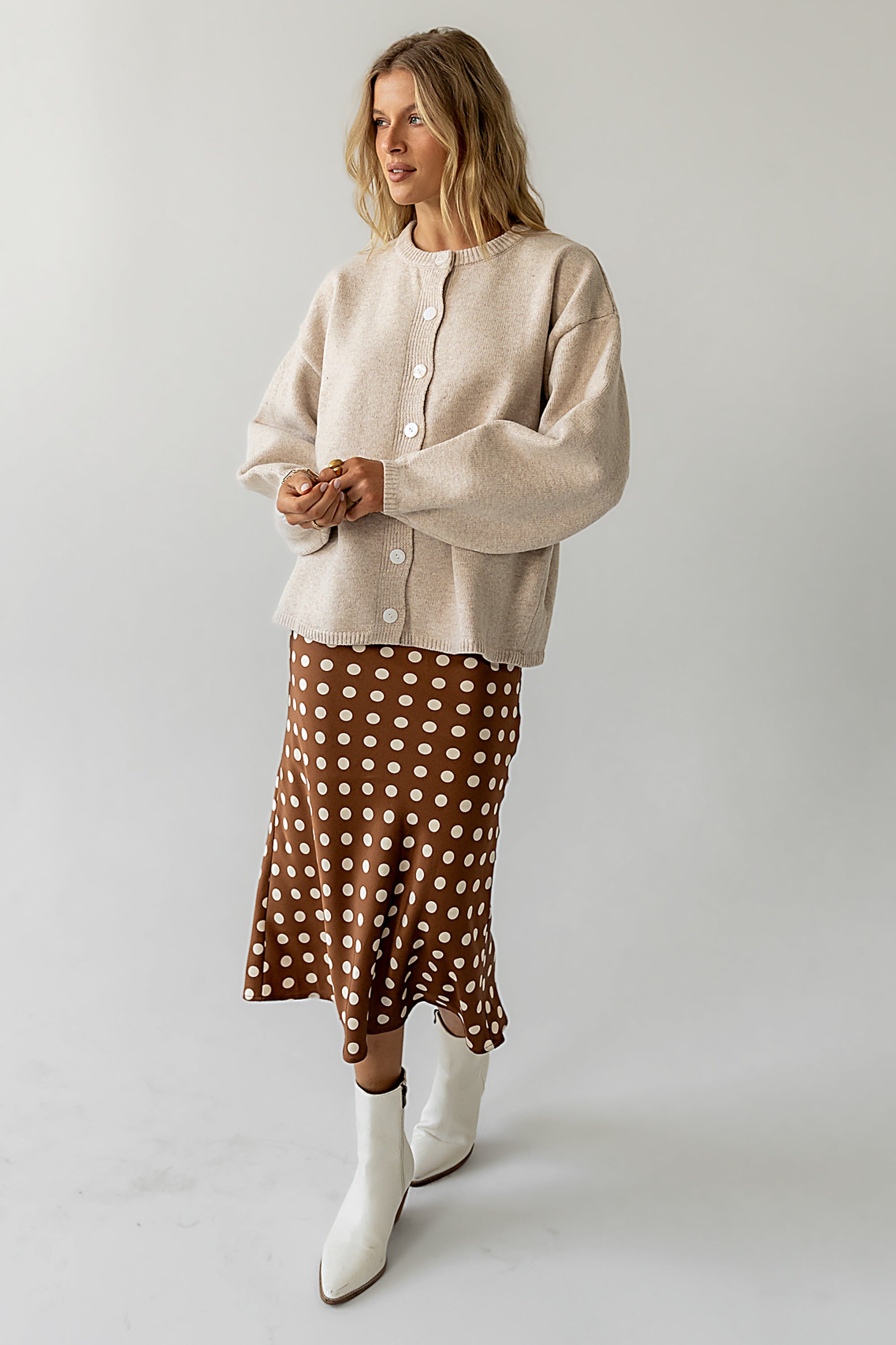 Polka Dotted Fishtail Midi Skirts