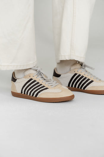 Striped Sneaker in Beige