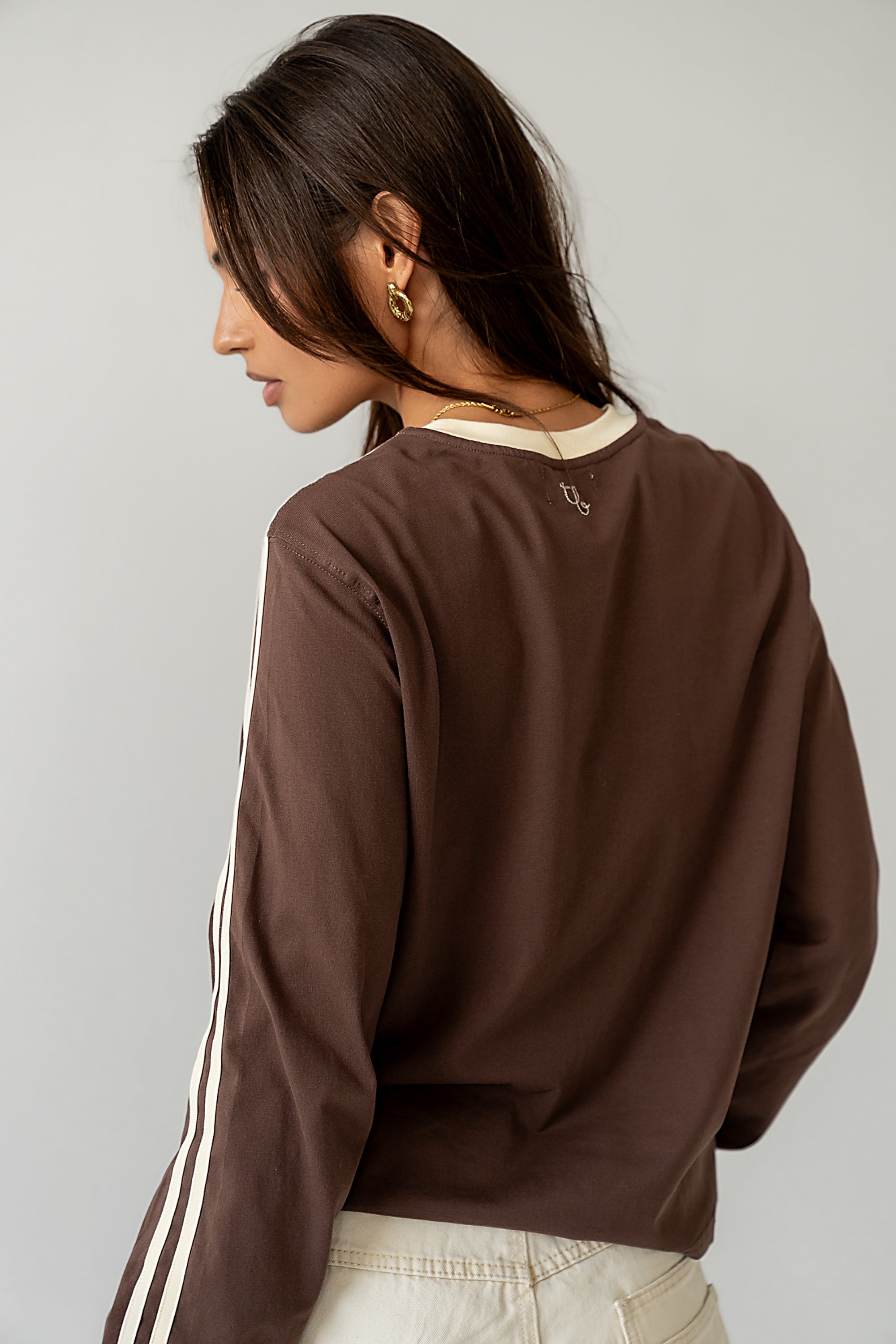 Romy Striped Top in Brown - FINAL SALE