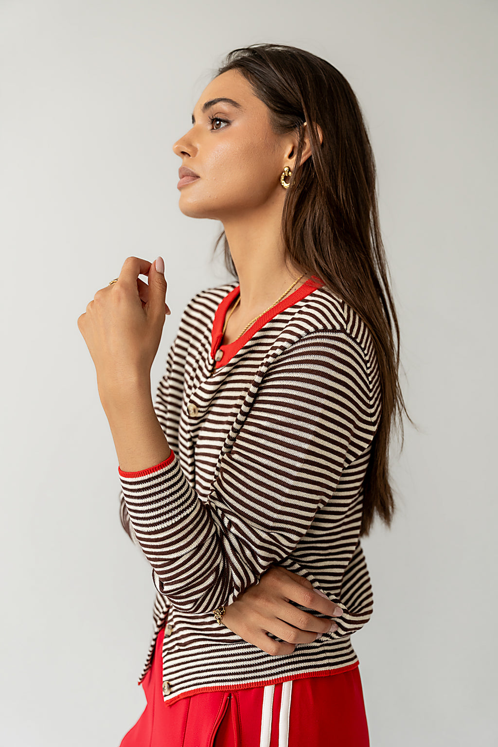 knit striped cardigan