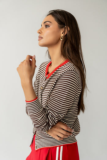 knit striped cardigan