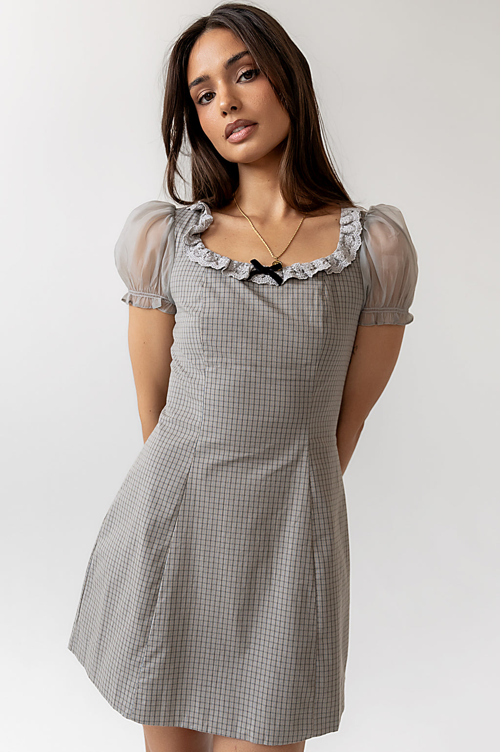 bhme Alana Plaid Mini Dress in Sage - Size Small, Cotton bhme Alana Plaid Mini Dress in Sage - Size Small, Cotton