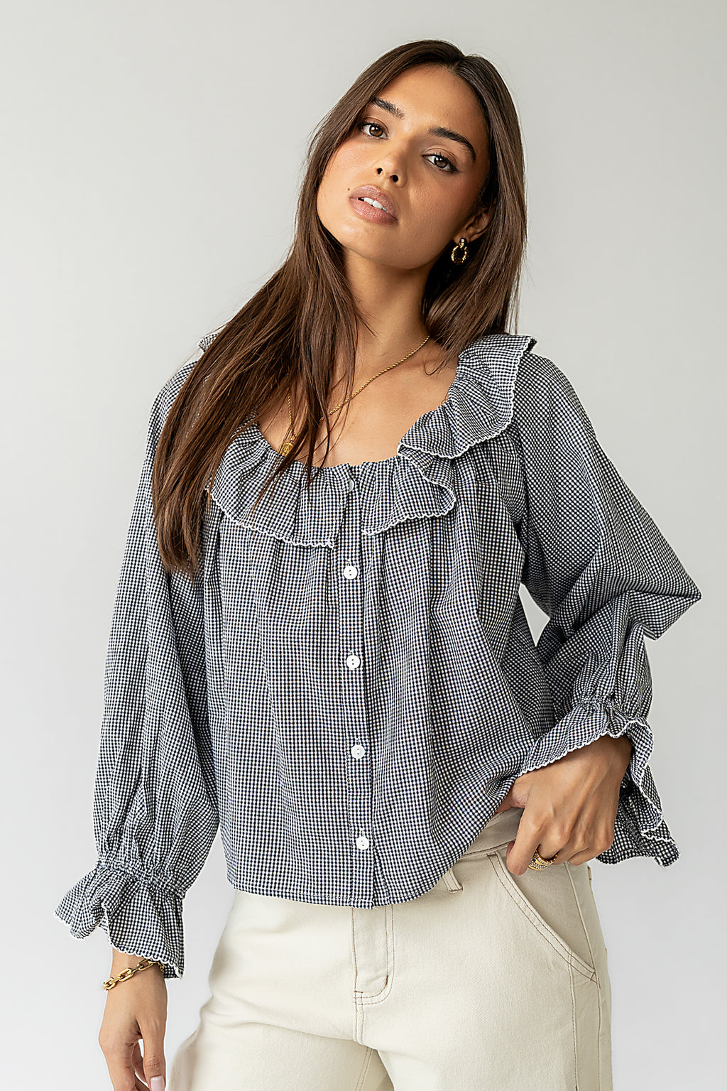 Gingham Blouse in Black