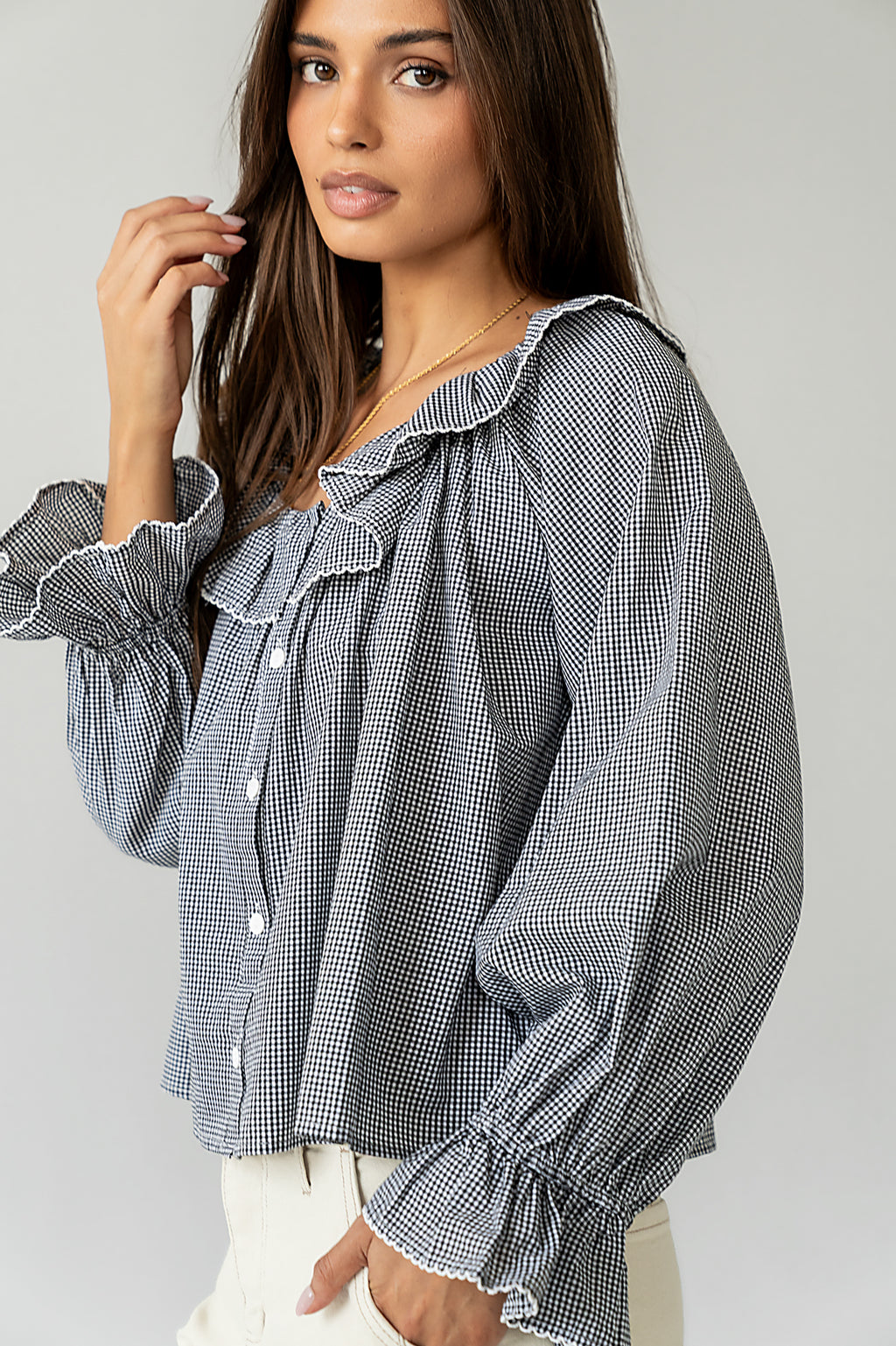 Button up Gingham Blouse 