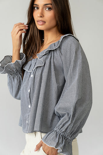 Button up Gingham Blouse 
