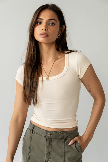  Ribbed Top in Ecru