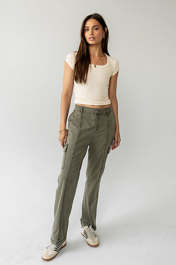 Straight Leg Pants in Olive