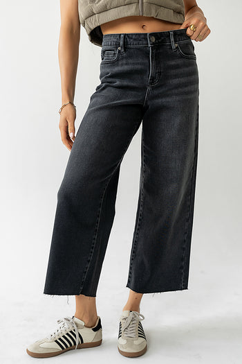 Wide Leg Jeans in Faded Black