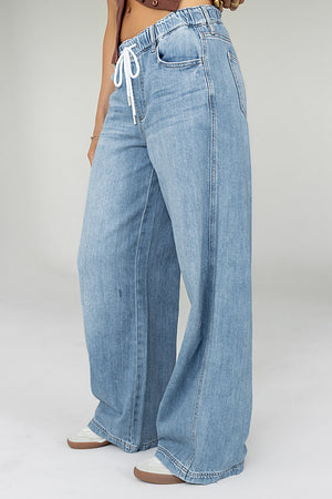 Eva Drawstring Wide Leg Jeans - FINAL SALE